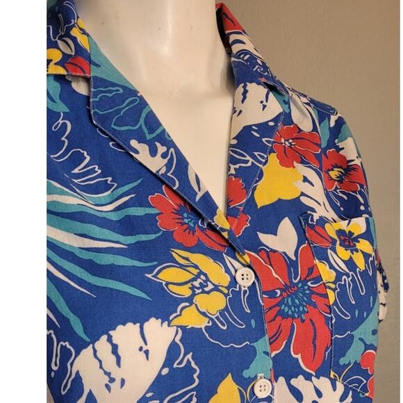 Alfred Dunner Hawaiian Shirt Size 8 Floral Print Primary Colors Beachy Tropical - Picture 2 of 10